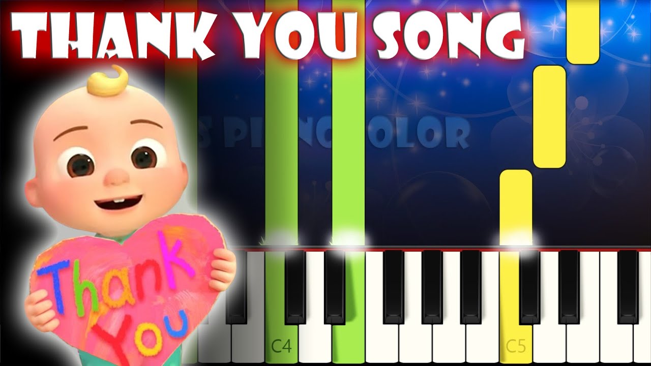 Thank You Song - Cocomelon Nursery Rhymes | Piano Tutorial | Karaoke