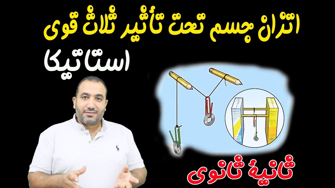 اتزان جسم تحت تأثير ثلاث قوى - الدرس الرابع استاتيكا الصف الثانى الثانوى فكرة - الاجسام المعلقة 2022