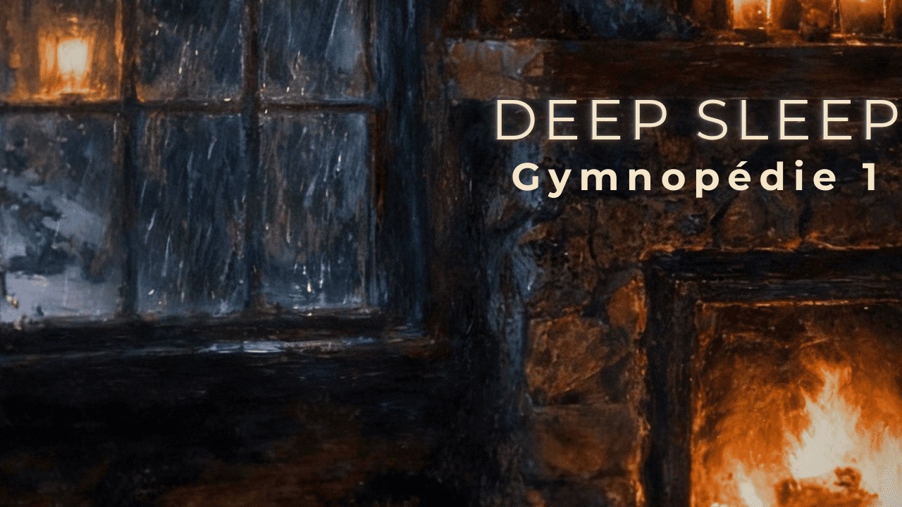 Gymnopédie No  1 Piano for Calm Sleep 432 Hz — Gentle Rain & Fireplace • 8 Hours 🌙