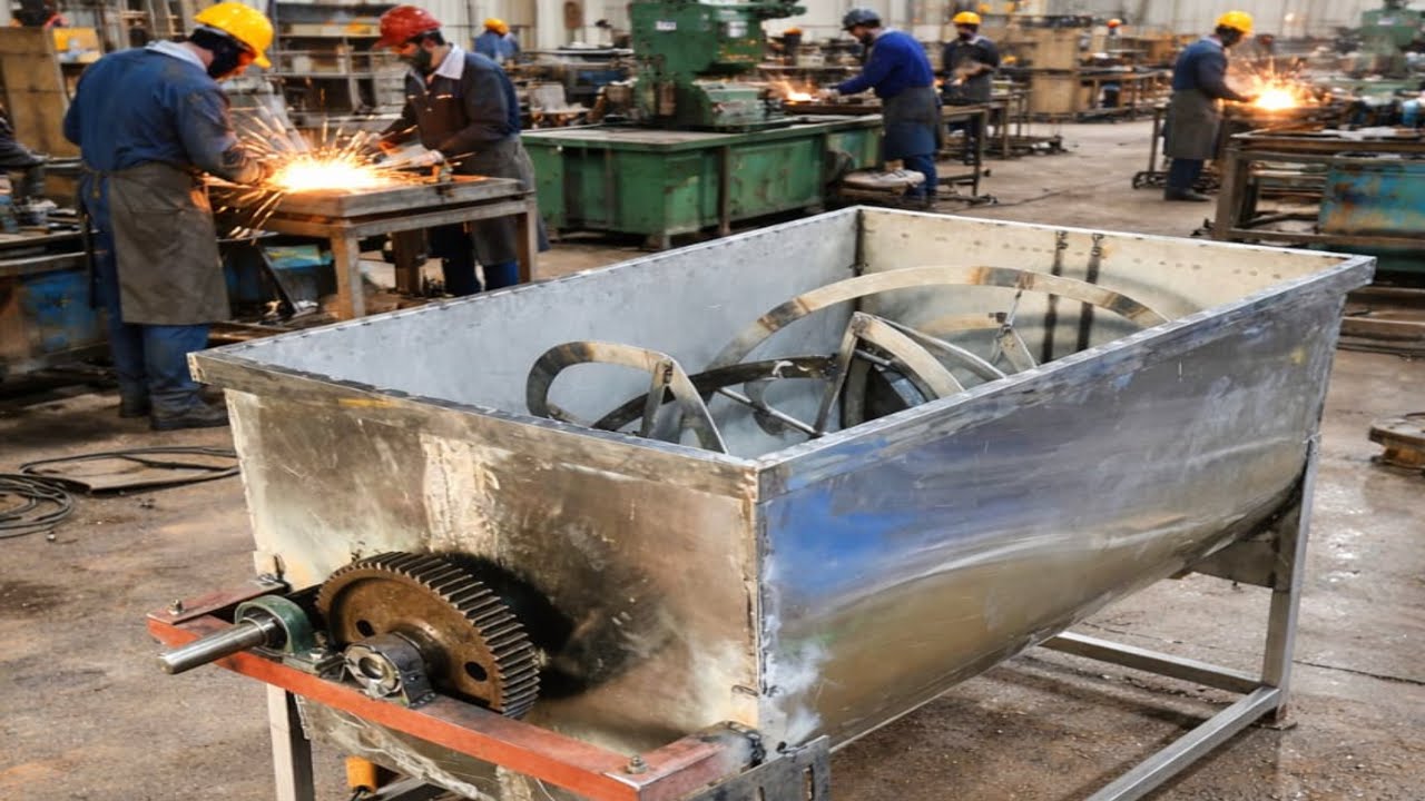 Wonderful Process Of Manufacturing Made Of Real Steel Animal Feed Mixing Machine In Local Factory .