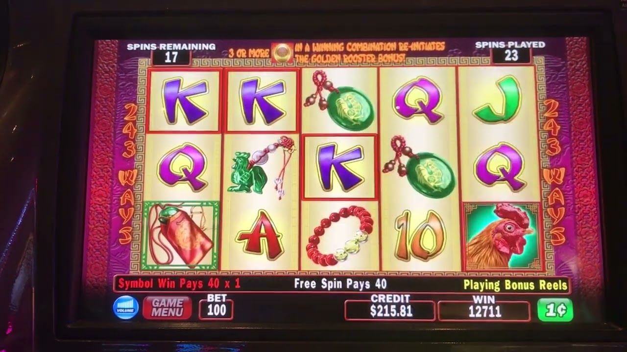 RARE 5 EGG BONUS & RETRIGGER! 40 SPINS! GOLDEN ROOSTER $1.00 BET