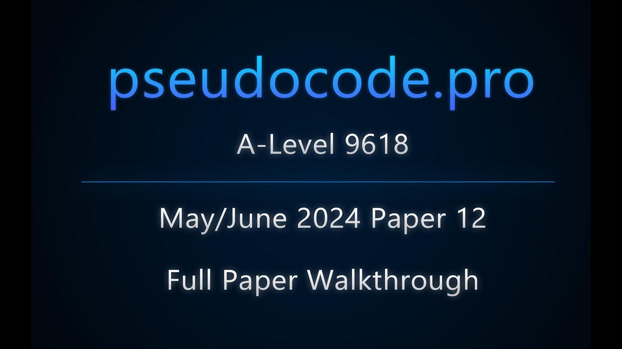 [Past Paper] May/June 2024 Paper 12 A-Level 9618