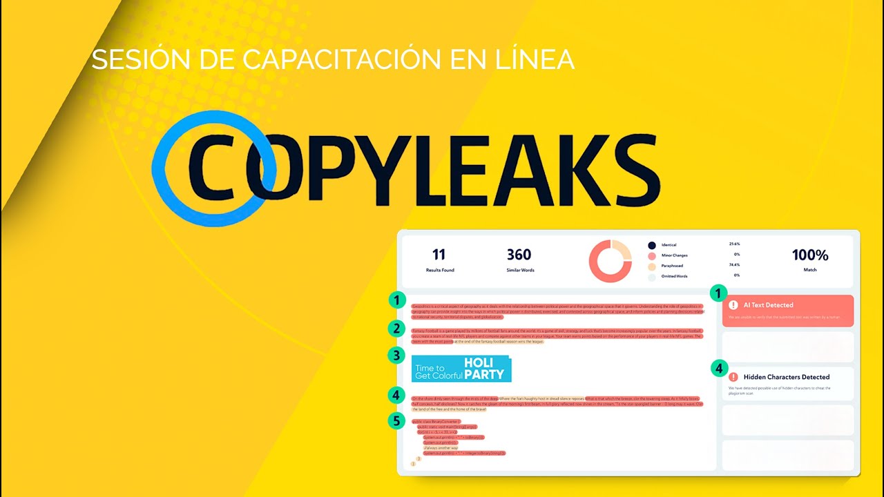 Sesión de capacitación en línea ‘Copyleaks’