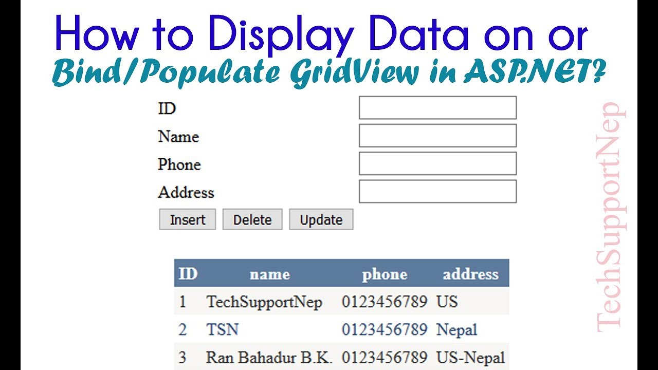 ASP.NET and SQL Server- How to Display Data on or Bind/Populate GridView?