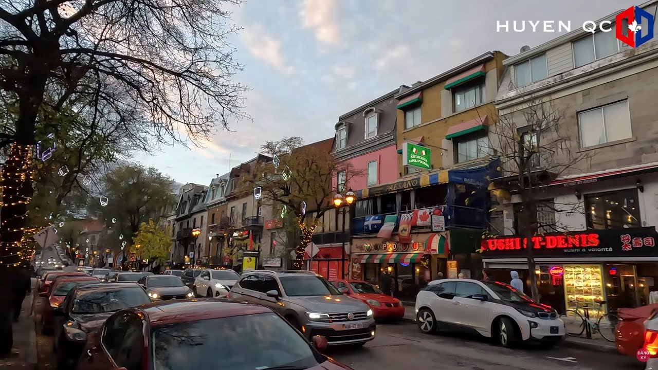 4K Walking center downtown Montréal - Quartier Latin, Quartier des Spectacles in Nov 2022 in Canada