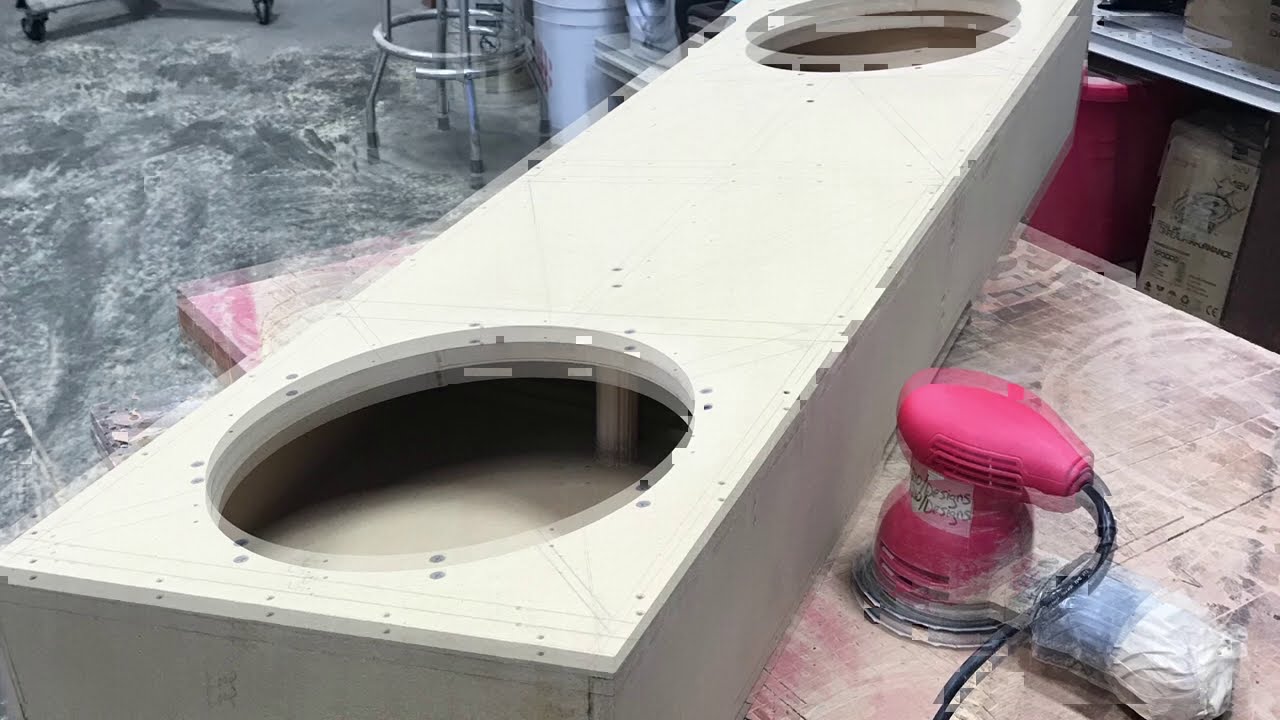 Custom build for 2-12” Skar Audio-VD subs, in a sealed wedge truck box.