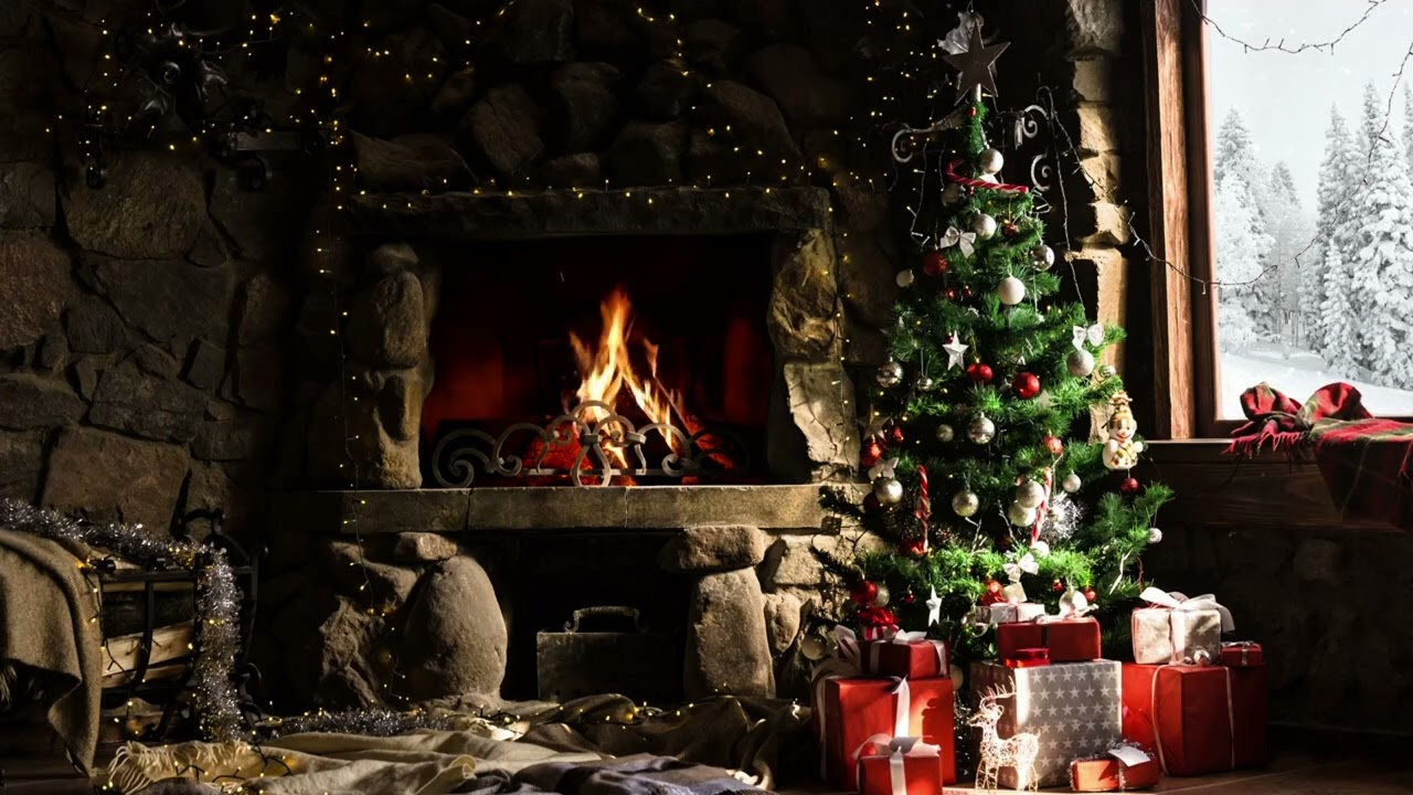 New Year Under Falling Snow | Fireplace Warmth & Sacred Piano | Şömine Sıcaklığı