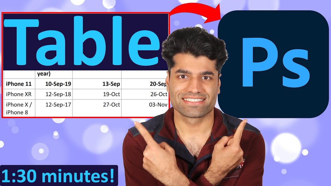 How to copy paste table to Photoshop
