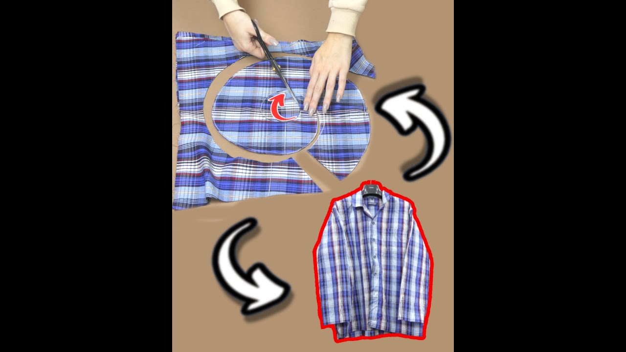 A useful way to sew a blouse from a shirt in 10 minutes.