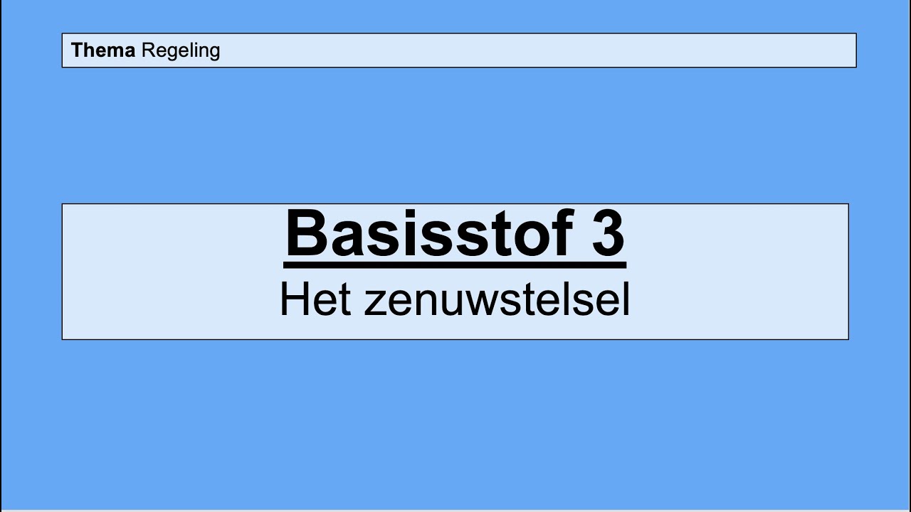 Havo 4 | Regeling | Basisstof 3 Het zenuwstelsel