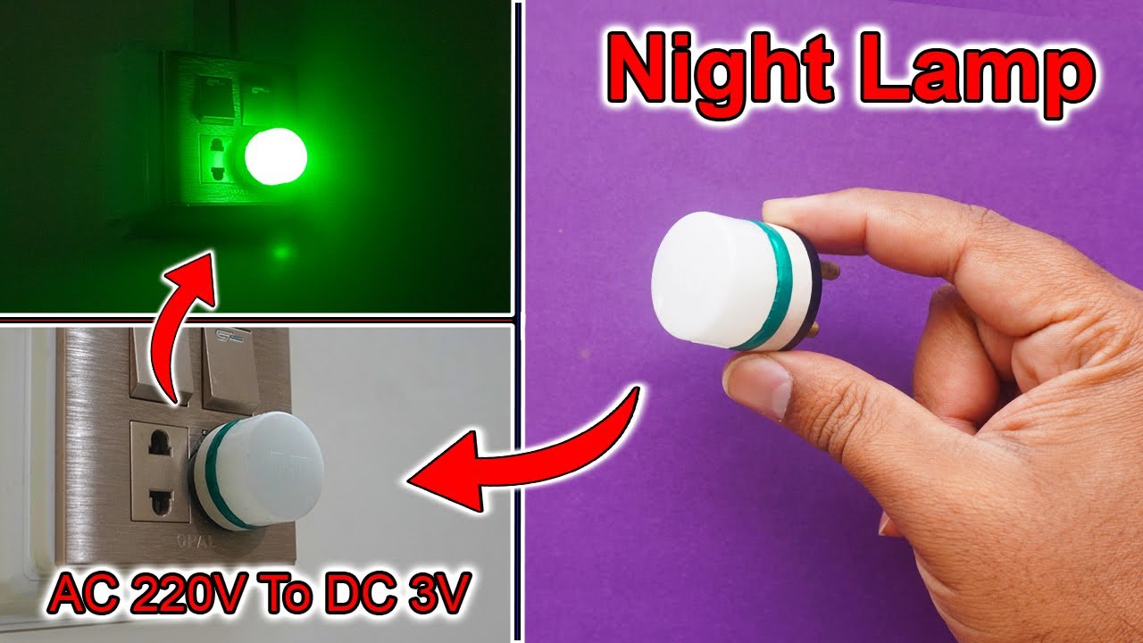 How To Make Night Lamp At Home | Night Lamp AC 220V To DC 3V LED | Night LED Lamp | Mini Lamp DIY