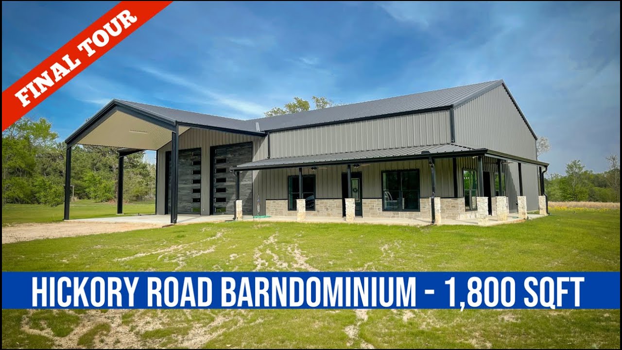Barndominium Tour - 1800 кв. футов - 2 спальни - 2 ванные комнаты - сейф - магазин площадью 1700 ...