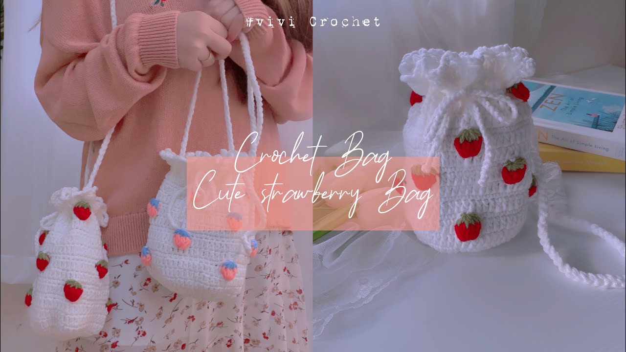 🍓Cute Strawberry Pouch Bag | Cute Aesthetic crochet Bag 🍓