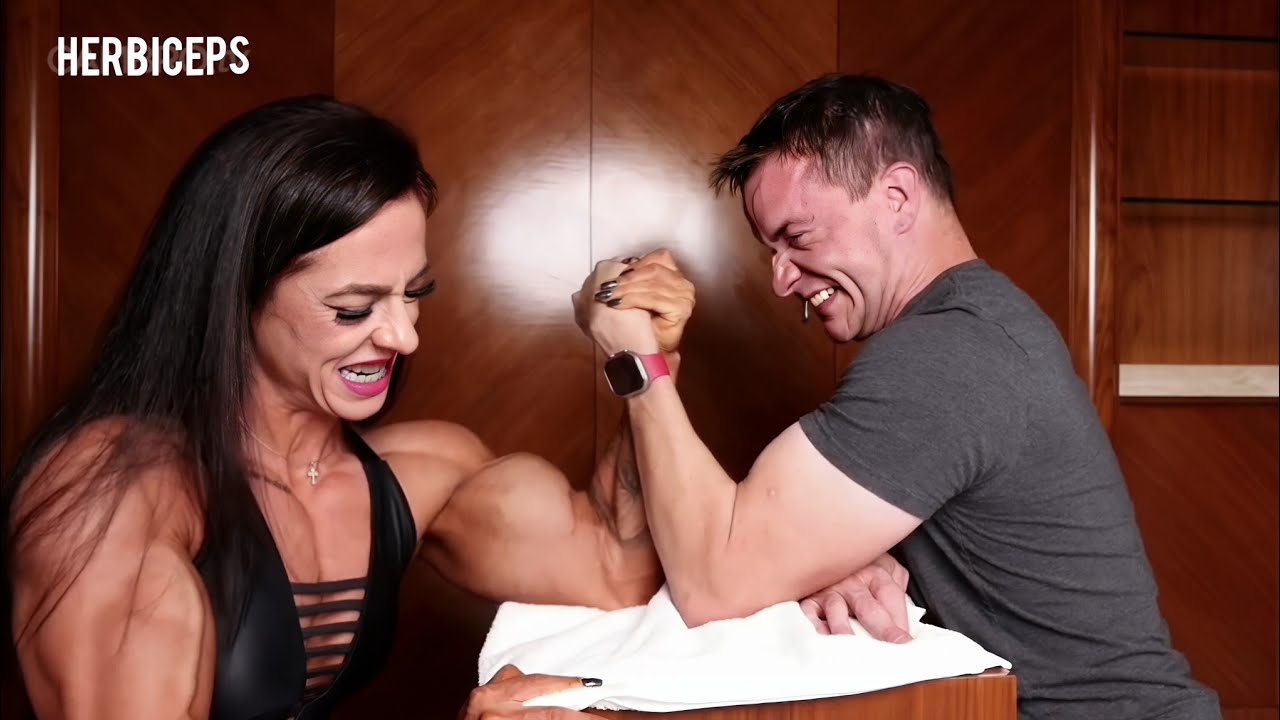 Vicky Voicu [Vanessa] fbb Arm Wrestling with Sean