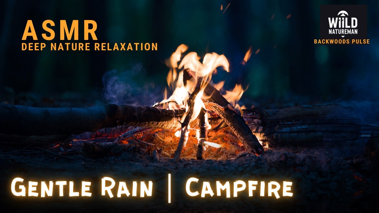 Gentle Rain inBackwoods Forest + Crackling Campfire | No Talking ASMR for Deep Sleep