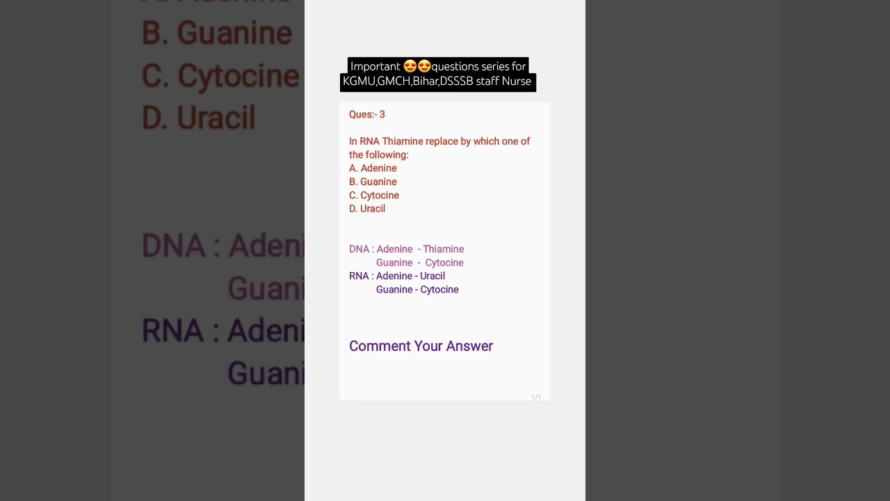 Free 😇 Important questions series for KGMU,GMCH,DSSSB,Bihar staff nurse 