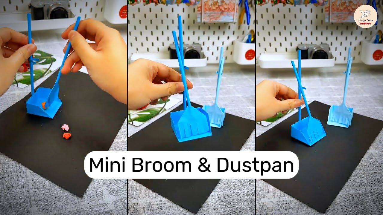 DIY Mini Paper Broom And Dustpan, Easy Origami Paper Craft: Step-by-Step Tutorial