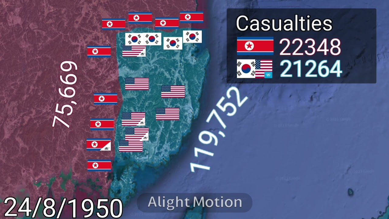 Battle of Pusan Perimeter in 1 minute using Google Earth