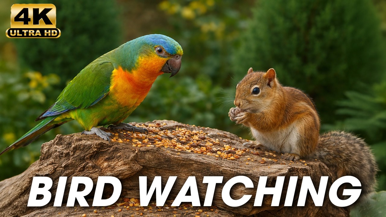 Peaceful Garden Birds 🐦 and Playful Squirrels 🐿️ for Indoor Cats on Cat TV for Cats | CatTV Central