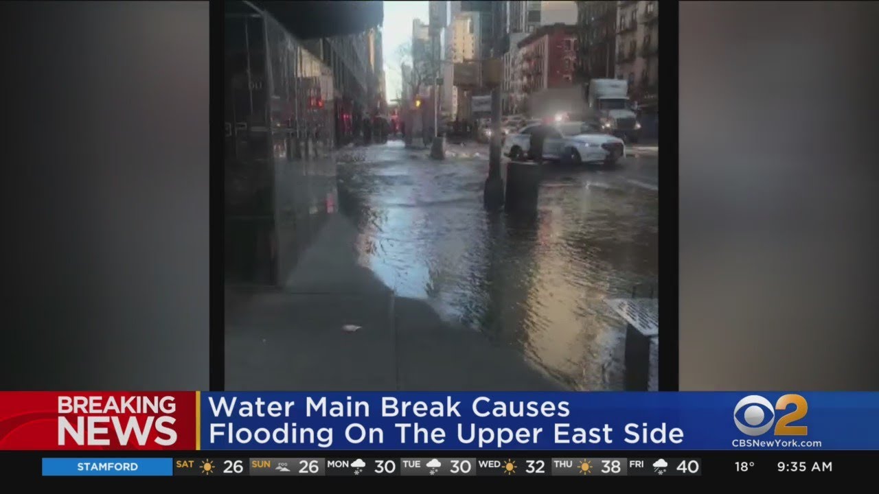 Water Main Break Causes Flooding On Upper East Side