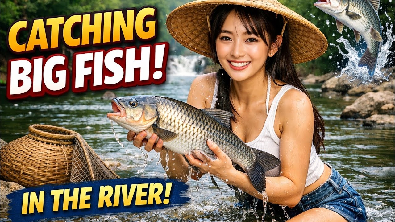 Chinese Girl River Fishing | Nadi Mein Live Machhali Shikar