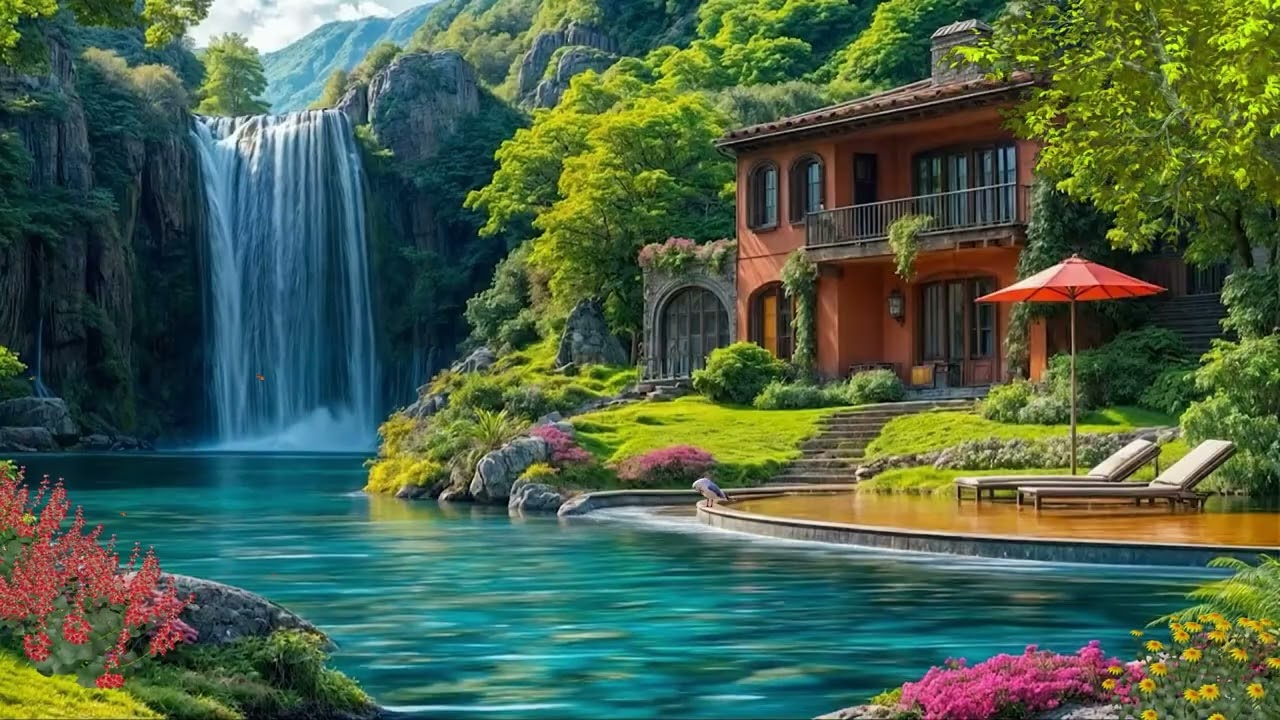 🌿💧 Step Into Tranquility | Garden Lake & Waterfall Ambience for Relaxation, Focus & Inner Peace