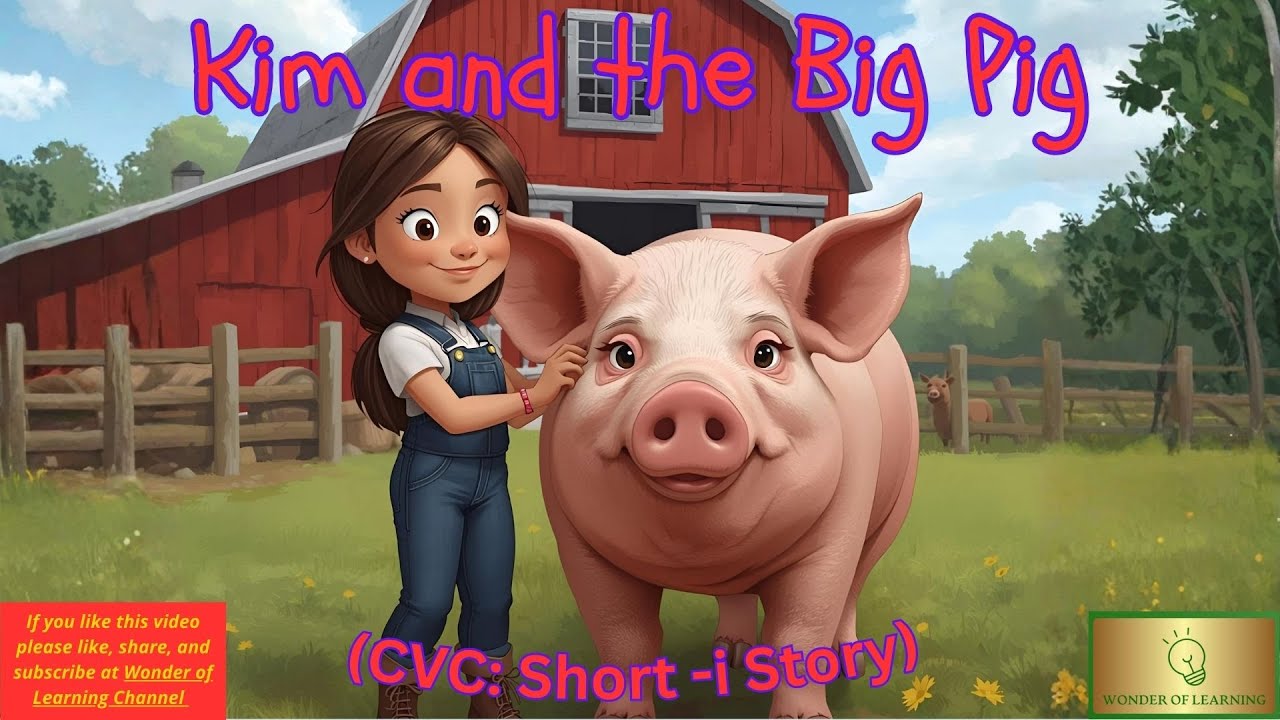 Kim and the Big Pig ~CVC 3 Letter Words ~Short -i Vowel Reading Story~ Learn to Read