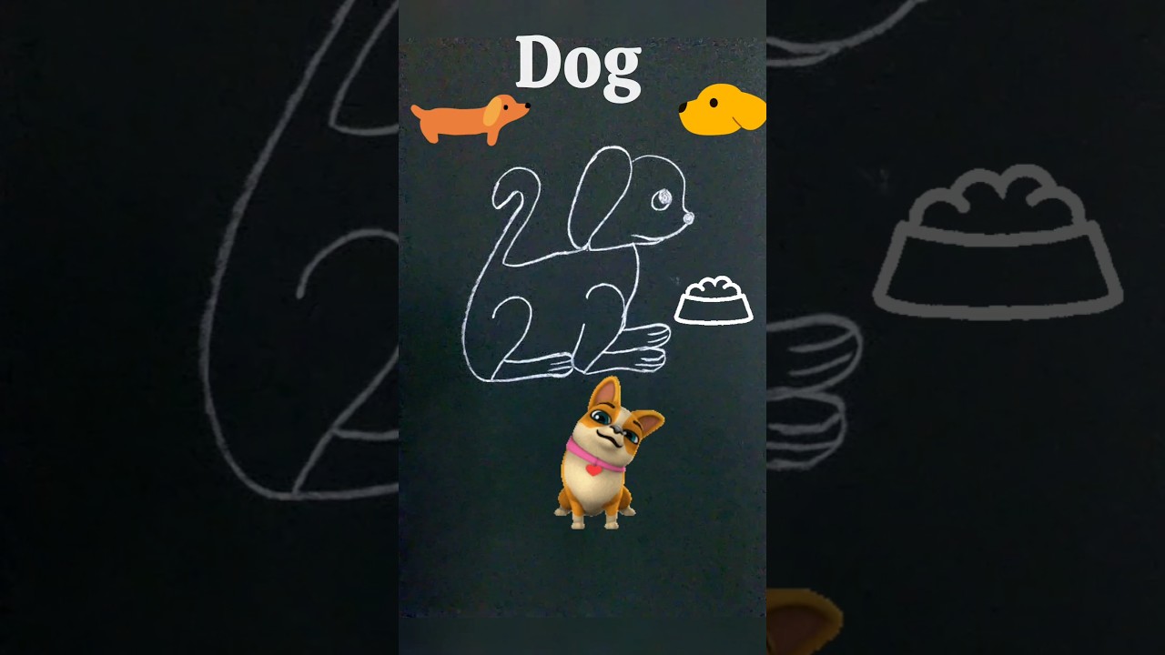 Dog with 2 2 2 2 - Fun Drawing with Numbers
