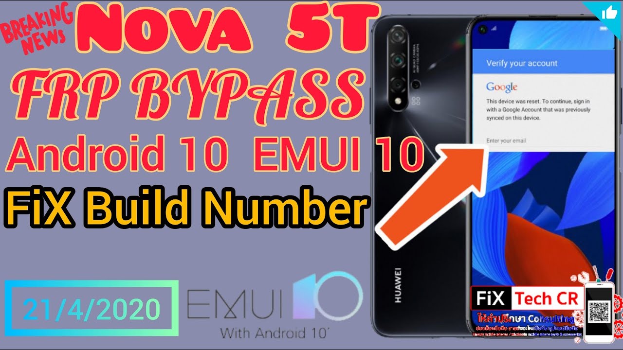 Nova 5T FRP Bypass 2020 Method Frp Huawei YAL-L21 Android 10 Google Account Bypass Permanent 1000%