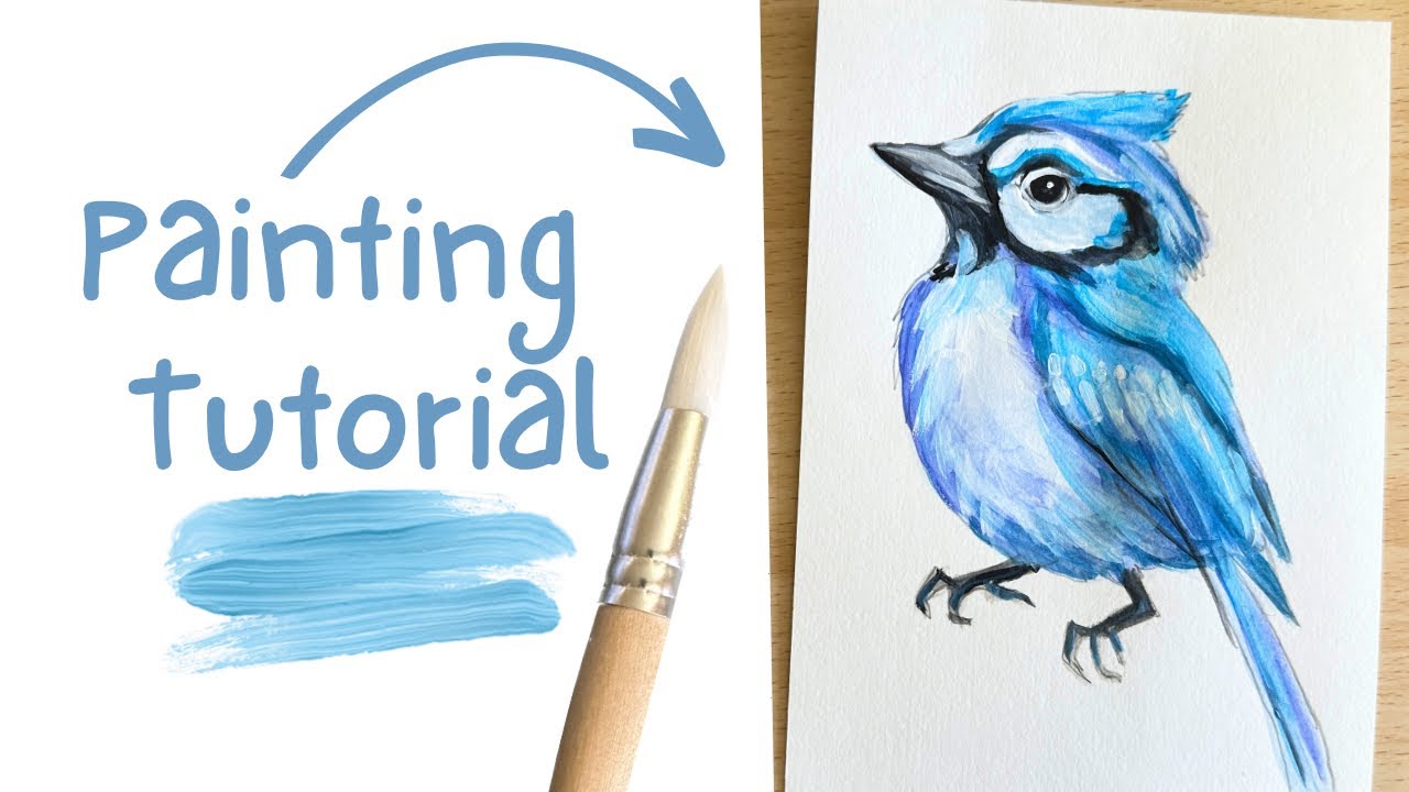 How to Paint a Blue Jay with Acrylic Paints Step by Step Tutorial
