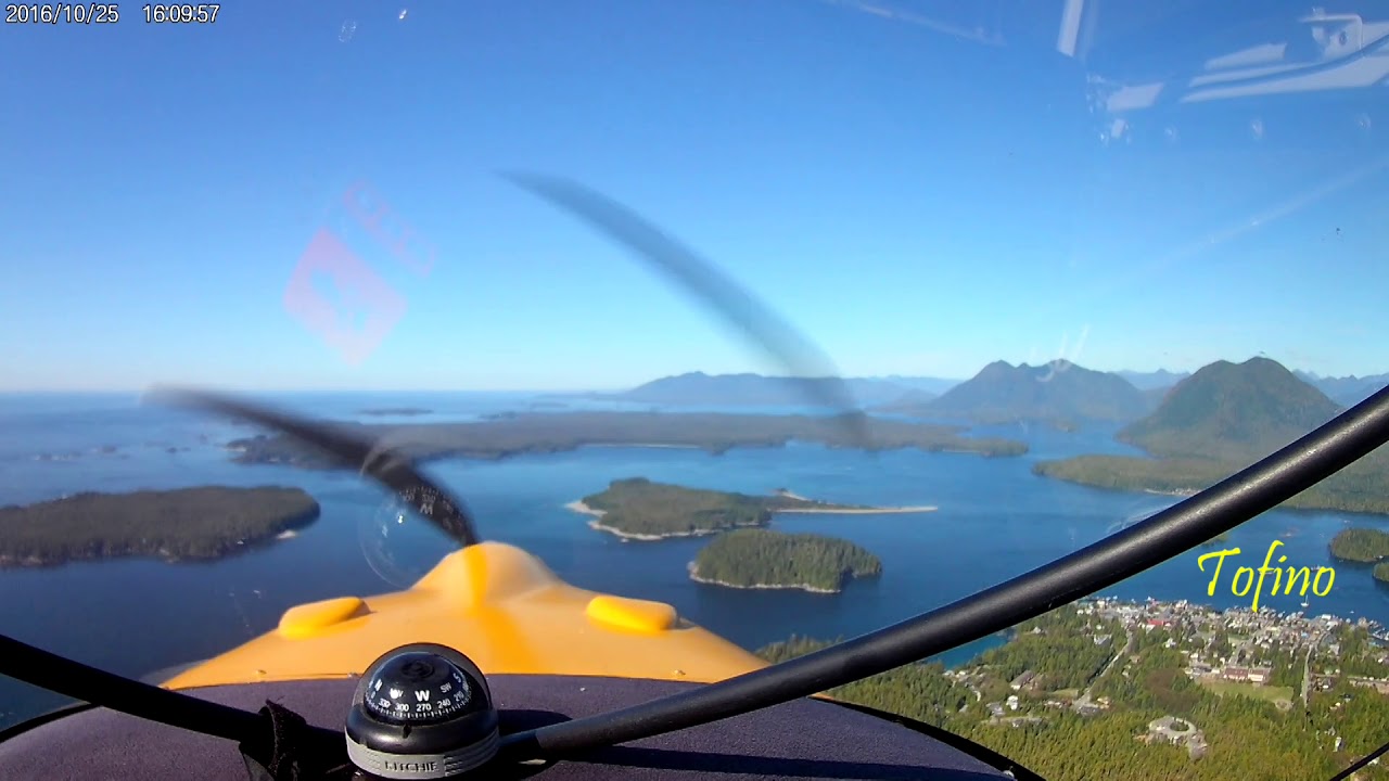 BC West Coast wilderness flight in a small float plane over Cougar Annie Garden