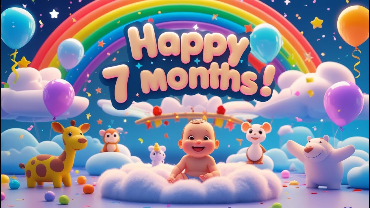 Happy 7 Month Song 🎉 | Baby Milestone Celebration | Celebrate with Joyful Balloons and Cake!