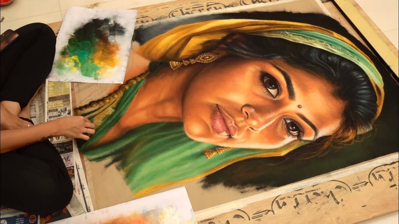 Realistic Portrait Rangoli by art bhagyashree | rangoli art making video |