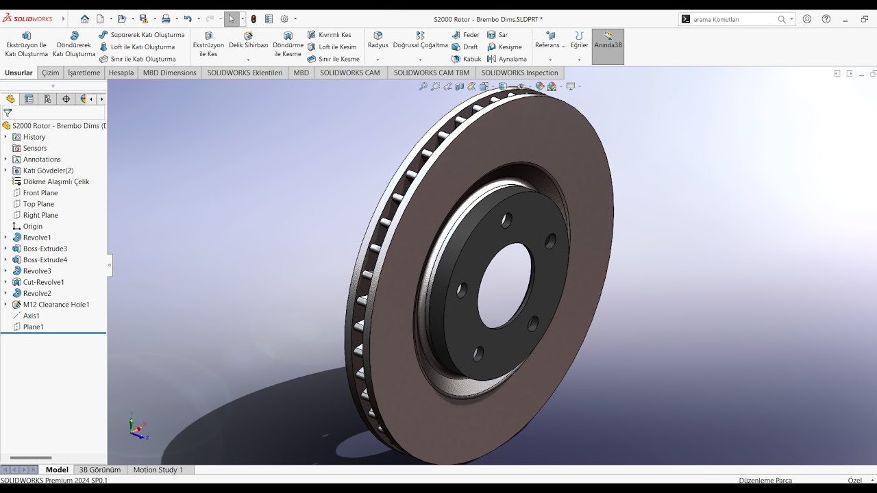 SOLİDWORKS Fren Diski Çizimi - Brake Disc Design