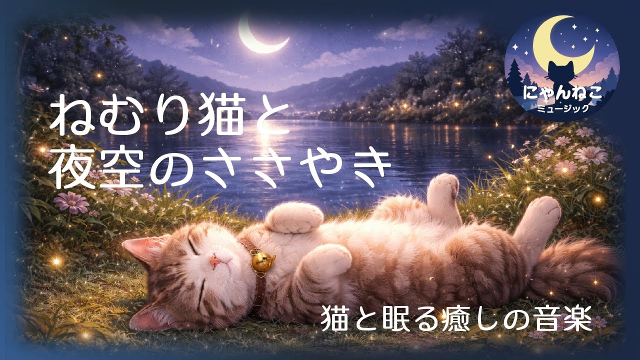 Sleepy Cat & Night Sky Whispers | 1 Hour Relaxing Sleep Music｜ねむり猫と夜空のささやき｜1時間ループ癒しBGM