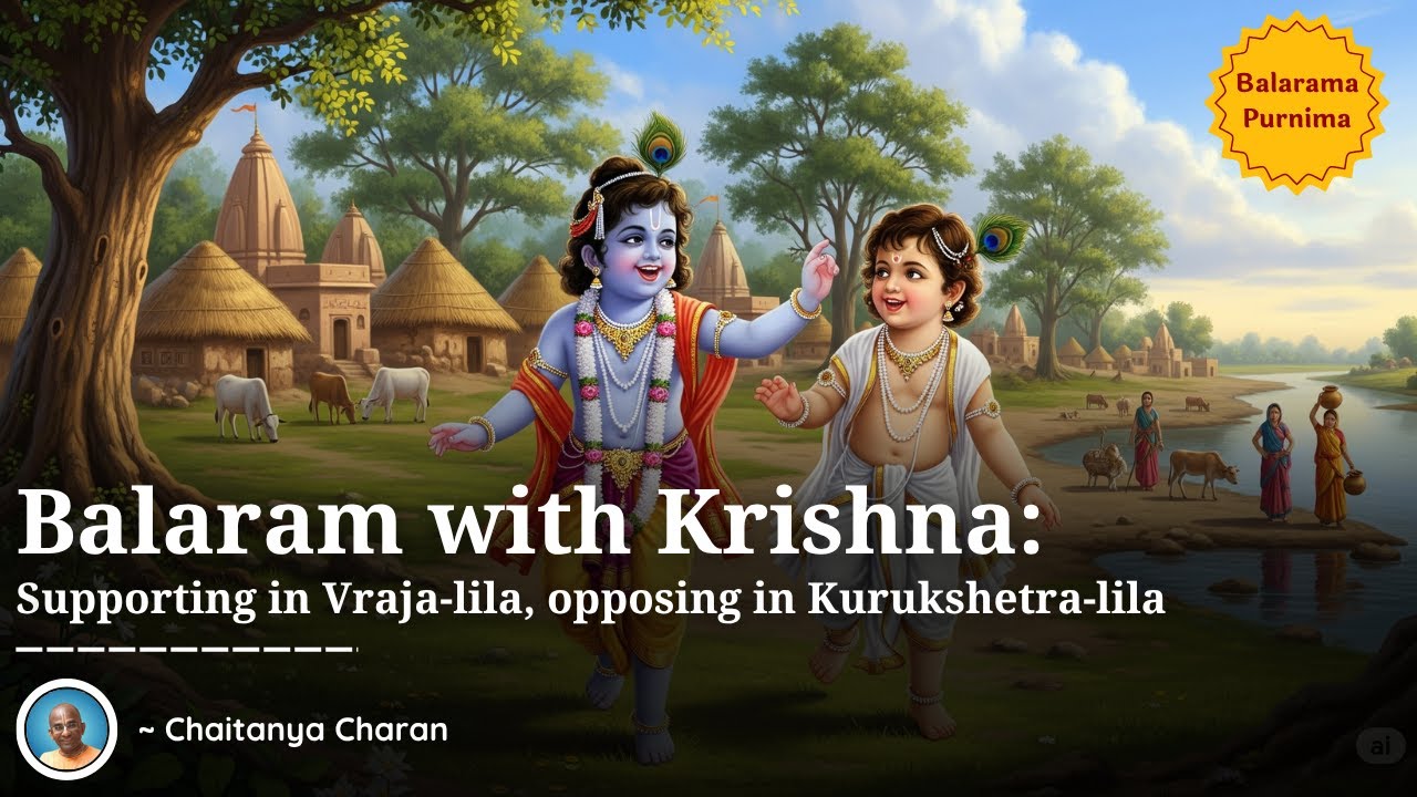 Balaram with Krishna - Support in Vraja lila, opposition in Kurukshetra-lila - Chaitanya Charan