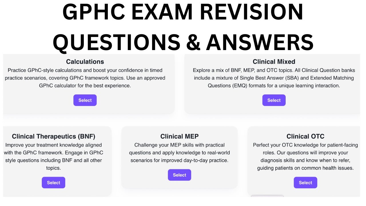 GPhC Exam Practice Questions & Answers (Mixed Clinical Questions)