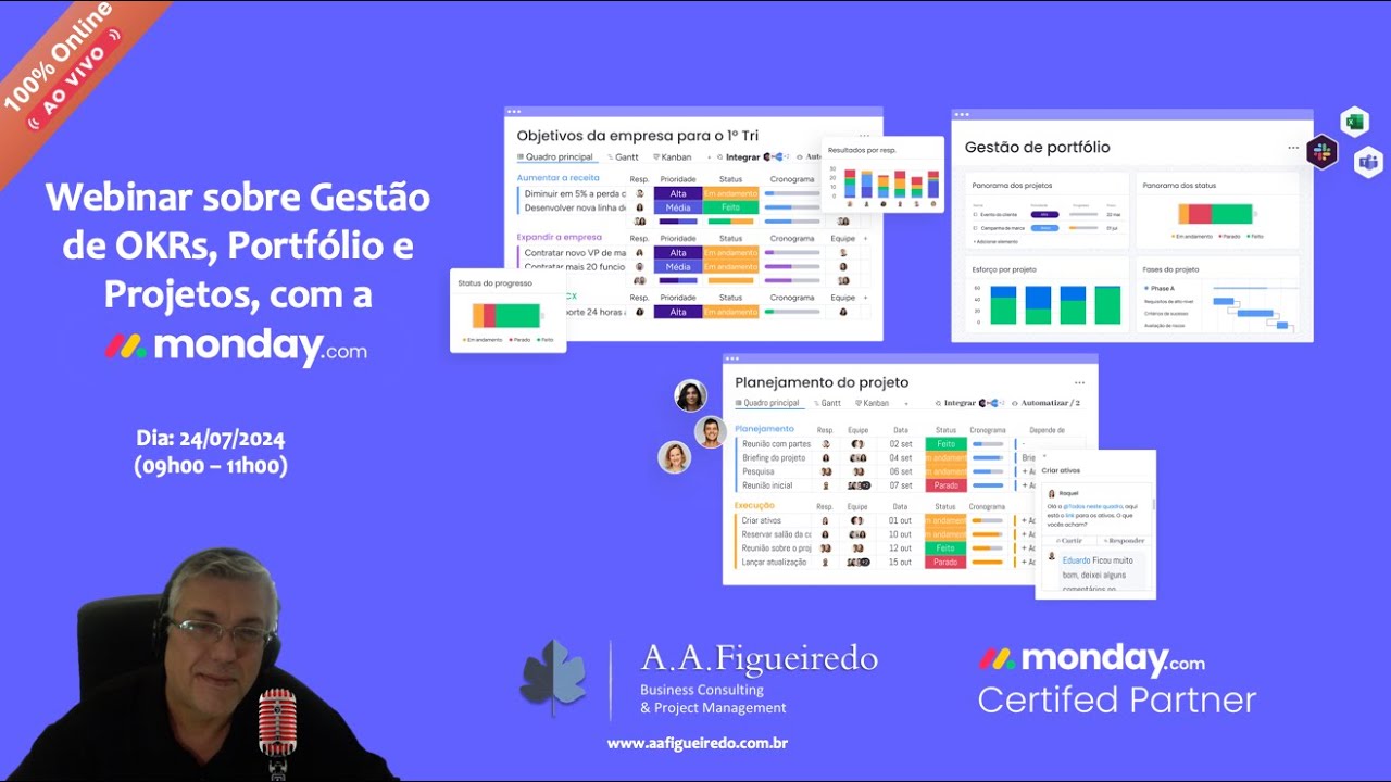 A.A.Figueiredo | Webinar sobre Gestão de OKRs, Portfólio e Projetos, com a #monday.com 2024.07.24
