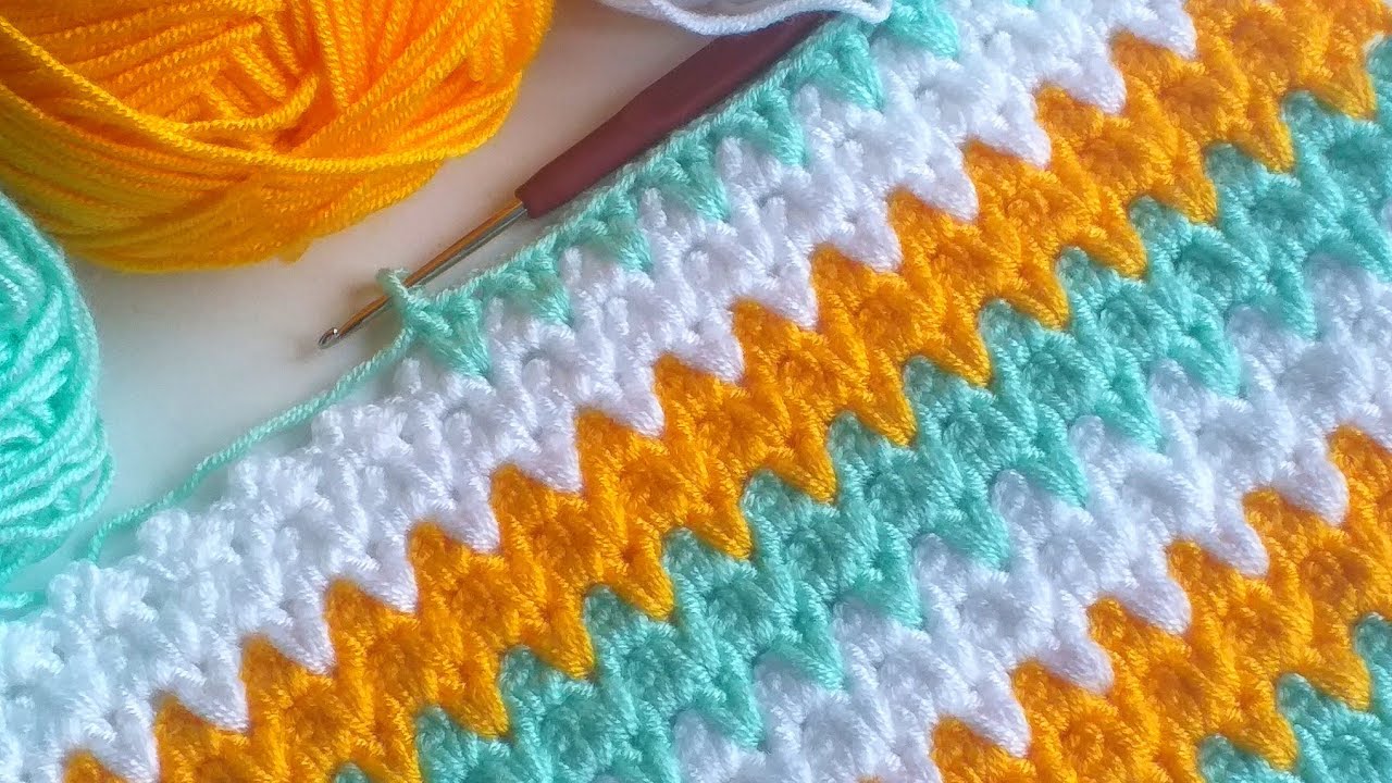▶️SUBTİTLED◀️KOLAY TIĞ İŞİ BATTANİYE, YELEK MODELİ/EASY CROCHET BLANKET(tasarım elisi sevdası)