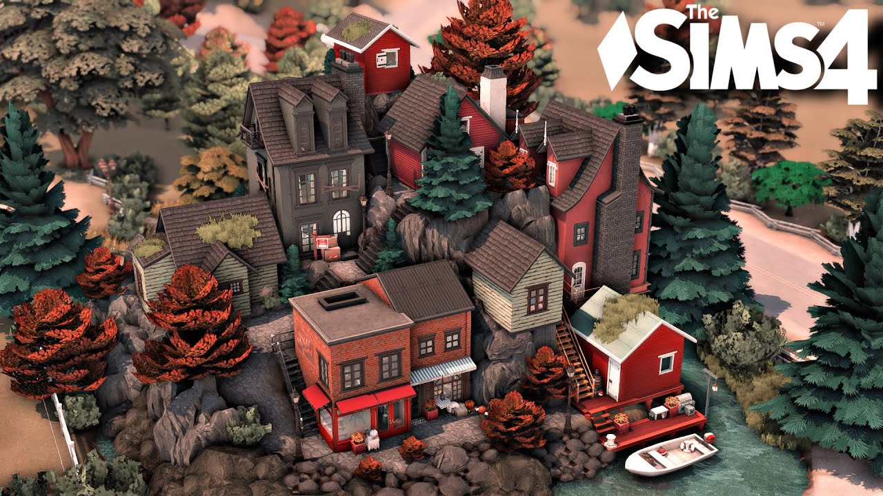 Fall Inspired Village | No CC | The sims 4 | Stop motion Speed