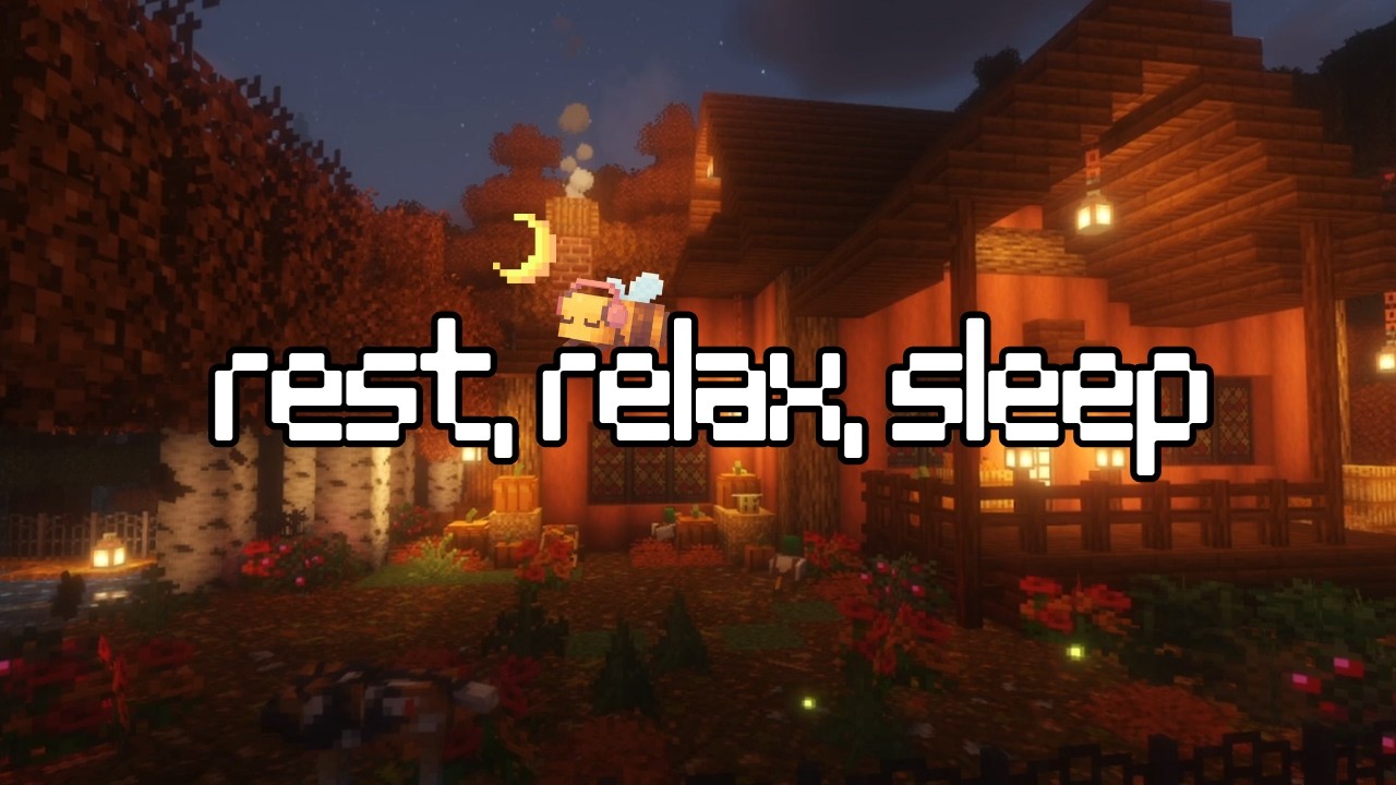 Minecraft Cozy Autumn Cabin Ambience w/ Gentle Music | 3 Hours