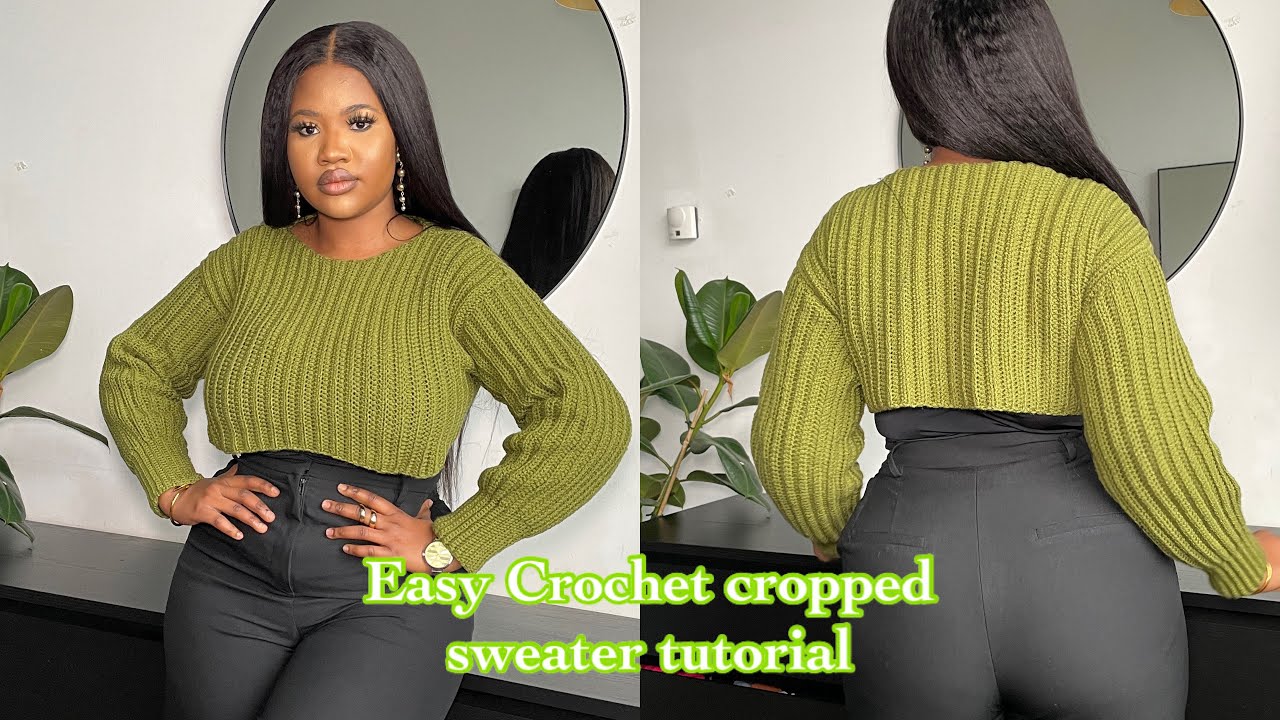 Easy Crochet cropped sweater tutorial