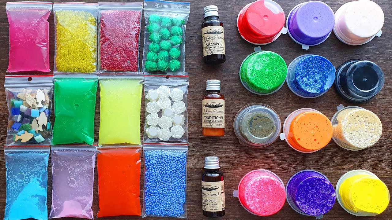 Making Slime with Bags Clay and Shampoo