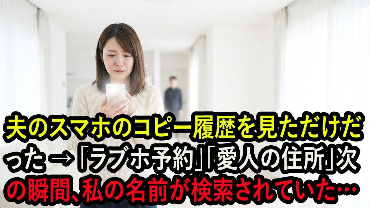 夫のスマホのコピー履歴を見ただけだった → 「ラブホ予約」「愛人の住所」次の瞬間、私の名前が検索されていた…