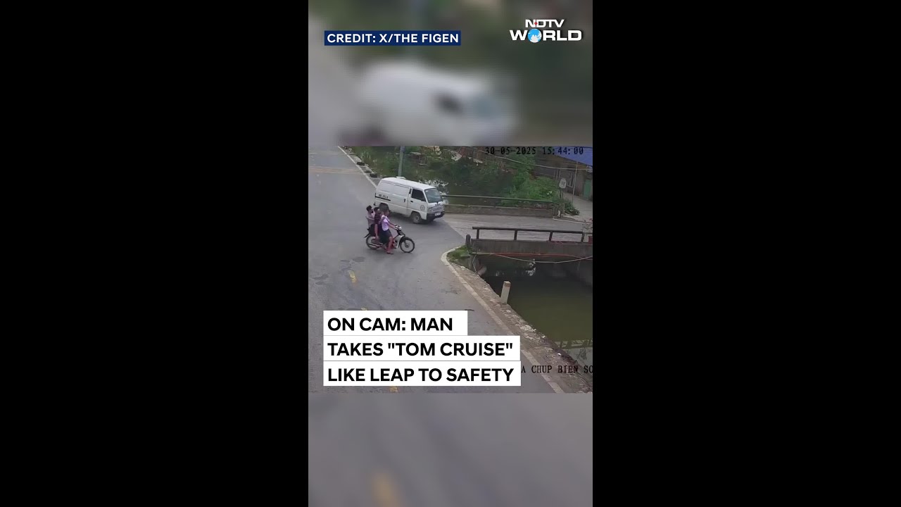 On Camera, Narrow Escape For Pillion As Bike Crashes Into Stream