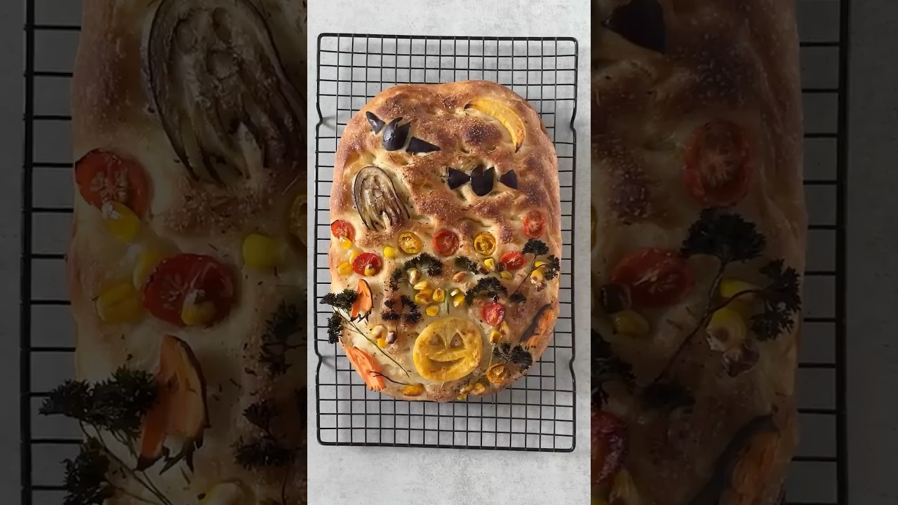 Halloween focaccia | No-knead recipe