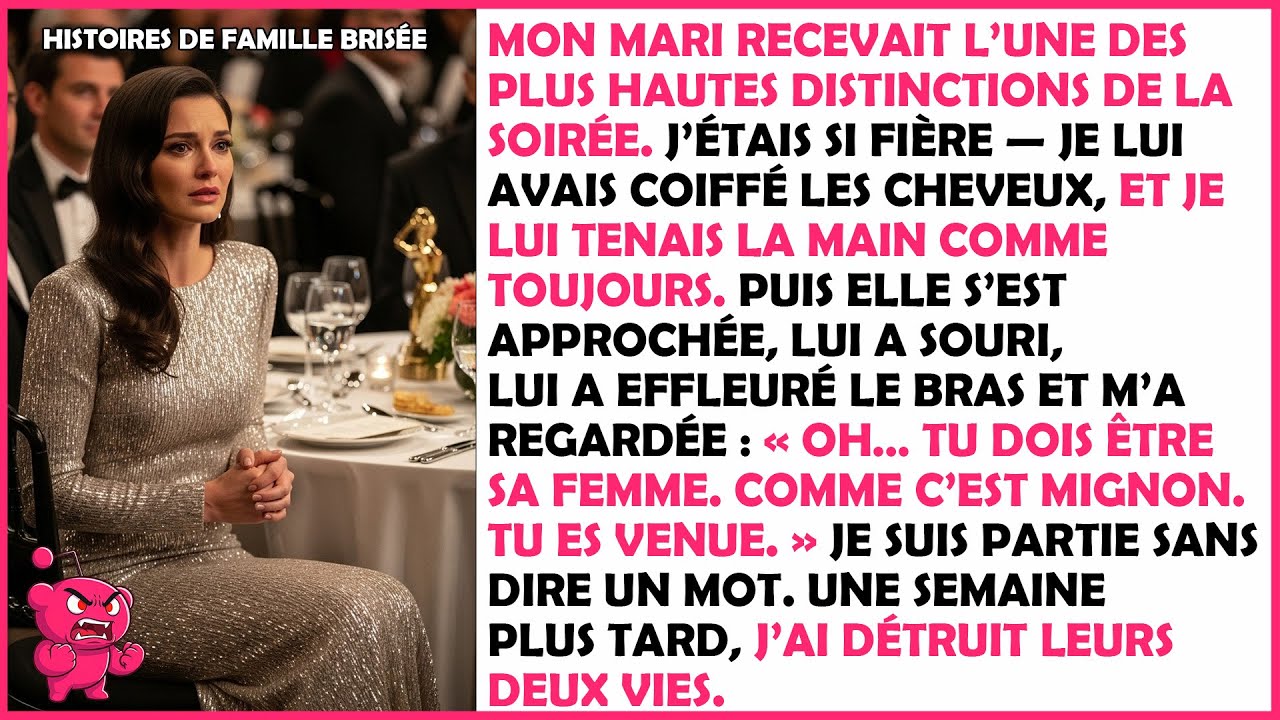 La « collègue » de mon mari s'est moquée de moi lors de la cérémonie où il recevait un prix.