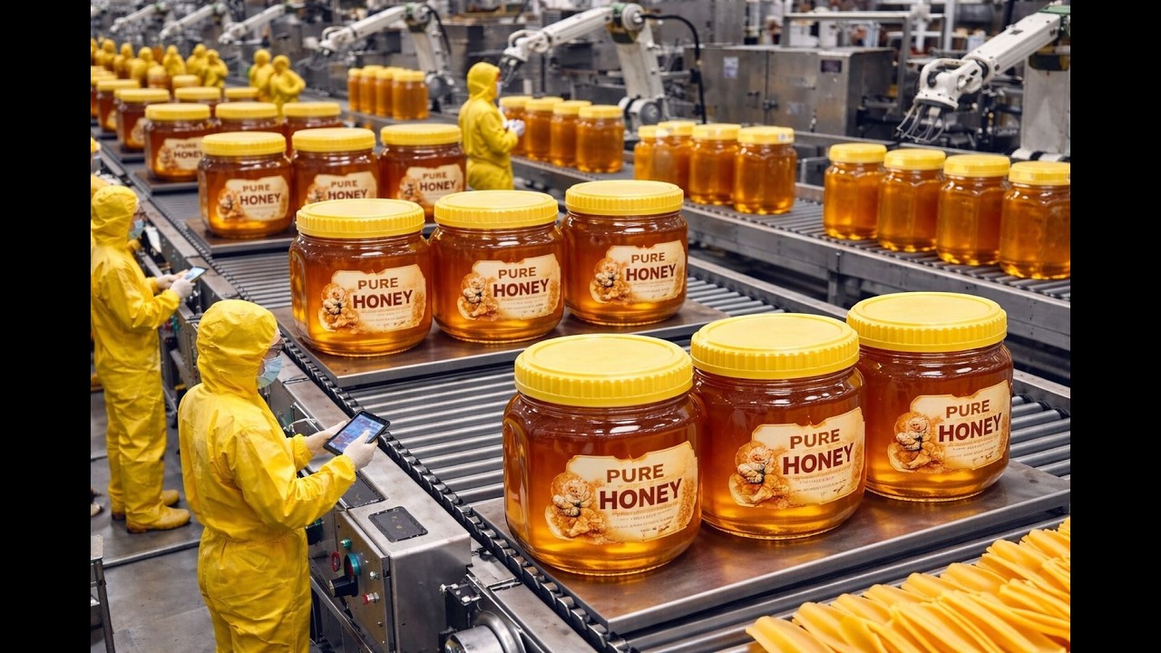 How Honey Is Processed & Bottled (Factory Process) | Extracting, Filtering, Defoaming & Filling