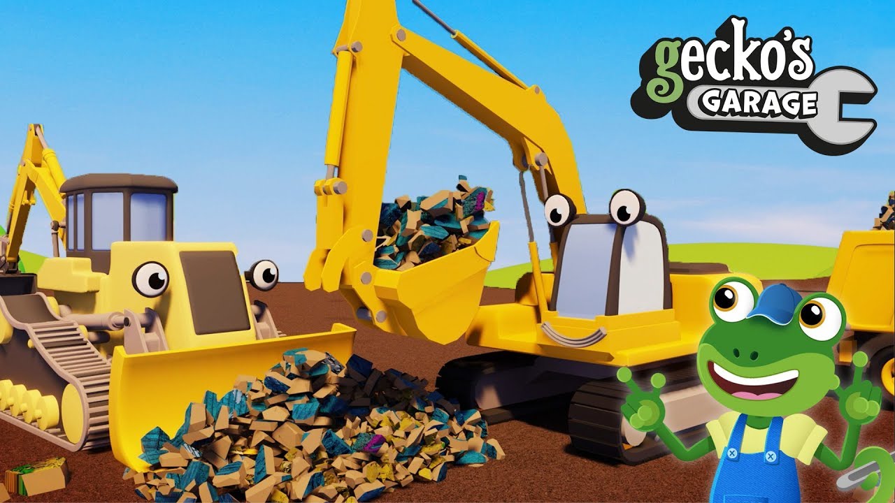 Cleaning Up The Construction Site! | Gecko's Garage | BIG Trucks For Kids｜Learning For Toddlers