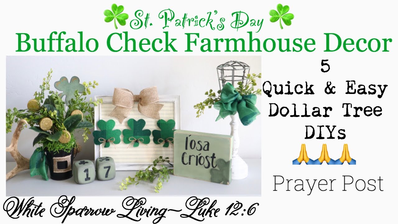 ☘️ DOLLAR TREE DIY BUFFALO CHECK FARMHOUSE DECOR FOR ST. PATRICK’S DAY | WEEKLY PRAYER POST
